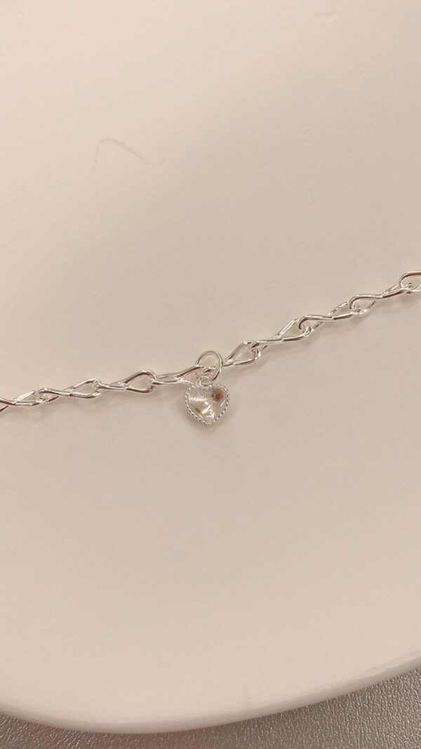 [925silver] Rainbow Heart Link Bracelet - Image 3