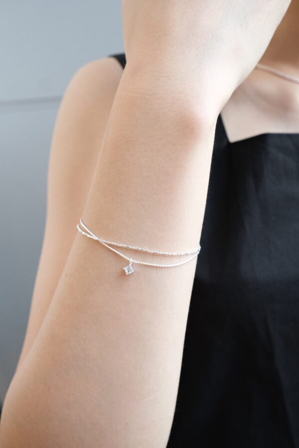 [925silver] Light charm Double chain Bracelet 推介！