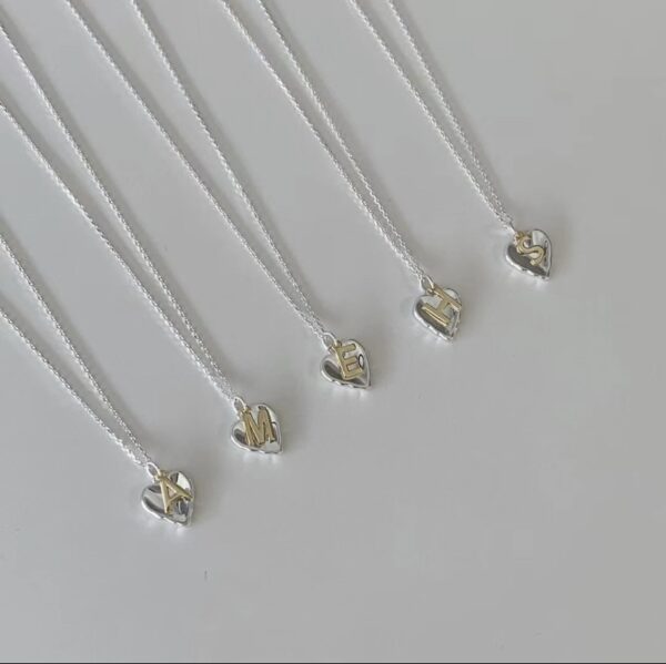 𝐍𝐄𝐖 925純銀 Initial Heart Pin Necklace