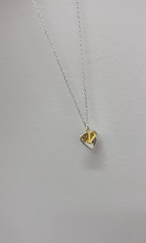 𝐍𝐄𝐖 925純銀 Initial Heart Pin Necklace：圖片 2