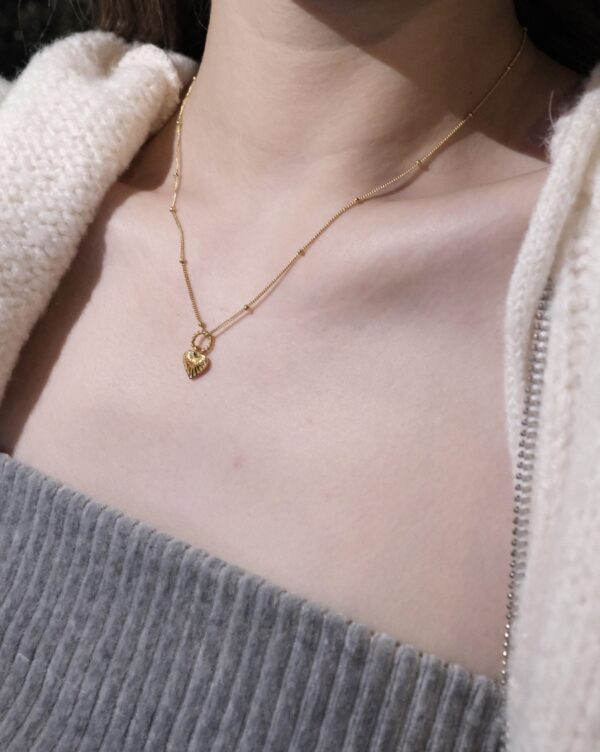 [925silver] Shell Heart Ball chain Necklace - Image 4