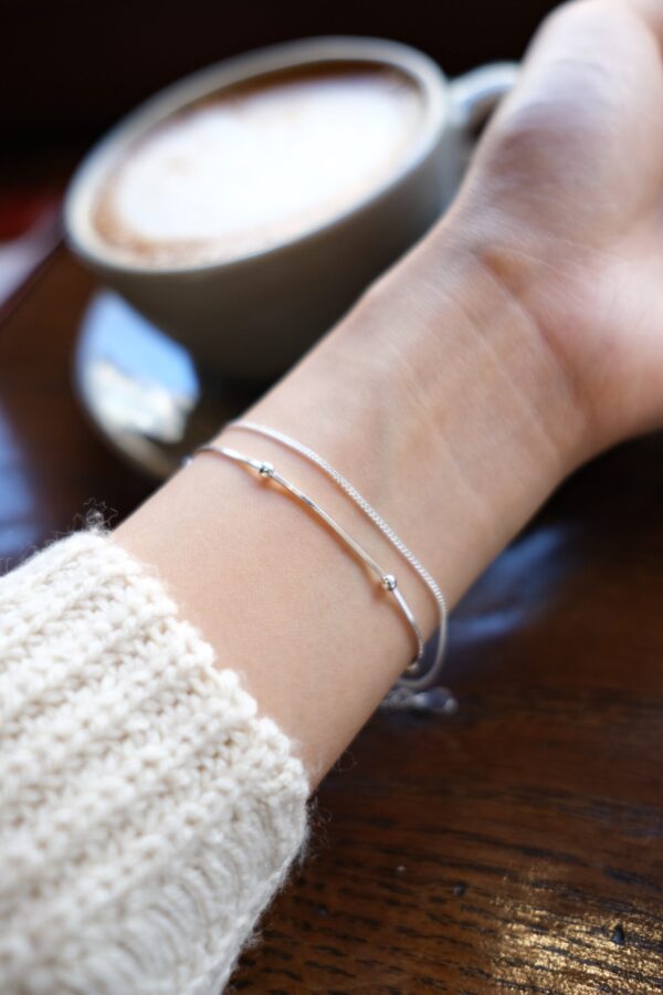 [925silver] Mini Ball Double Chain Bracelet