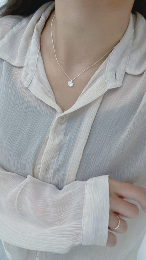 [925silver] Moonstone Heart Necklace 40cm - Image 2