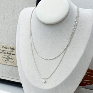 [925silver] Light charm double chain Necklace