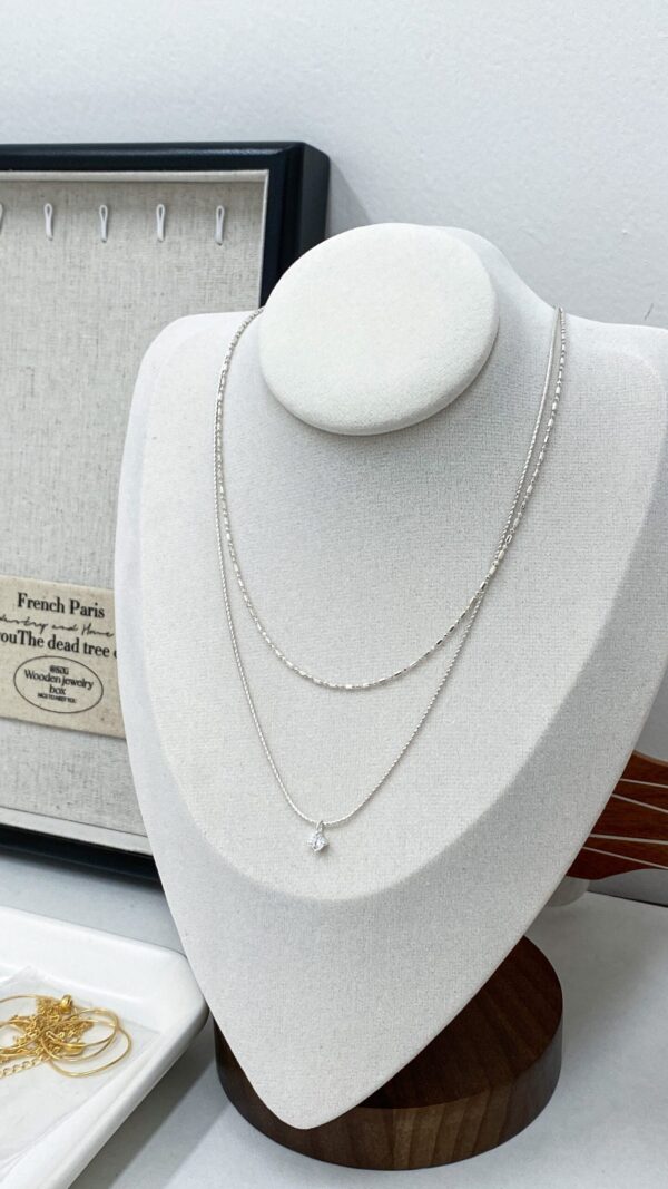 [925silver] Light charm double chain Necklace