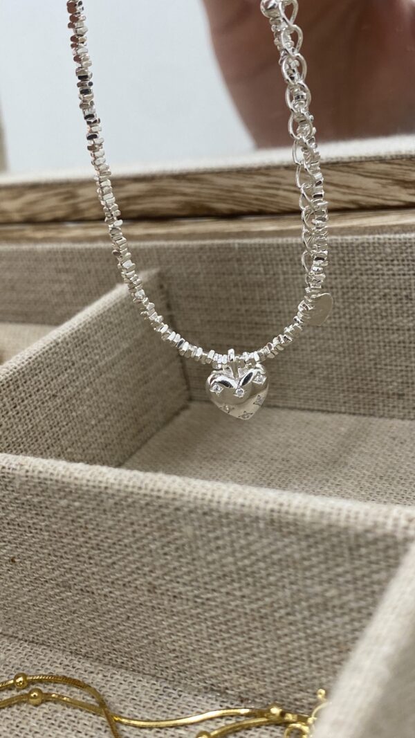 [925silver] Silver chip Cubic Heart charm Bracelet 推介！：圖片 2