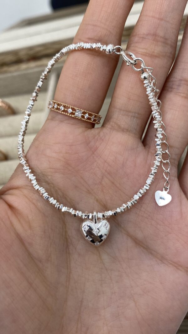 [925silver] Silver chip Cubic Heart charm Bracelet 推介！：圖片 5