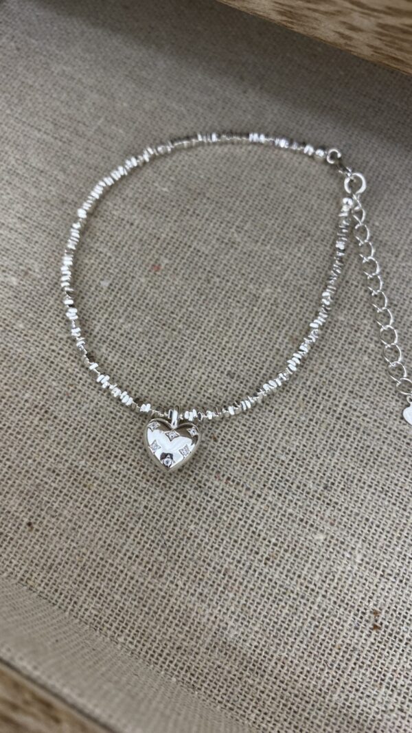 [925silver] Silver chip Cubic Heart charm Bracelet 推介！