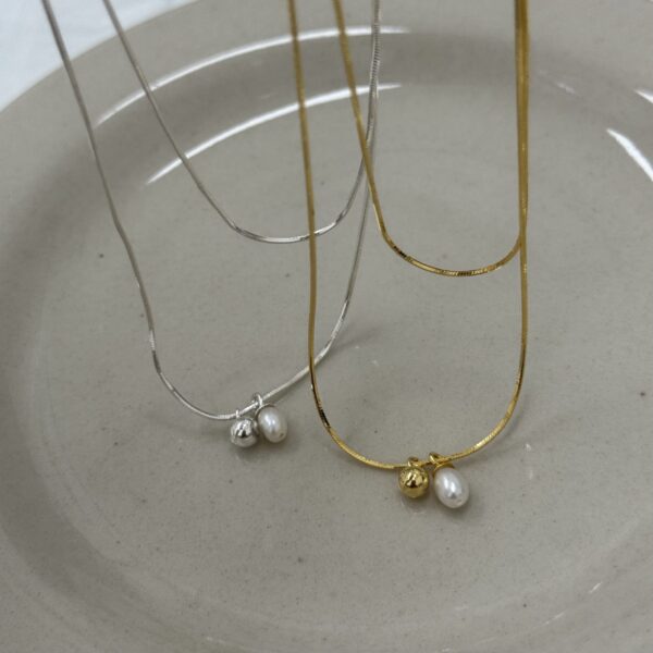 [925silver] 🇰🇷連線款 Double chain mini pearl Necklace 人氣！