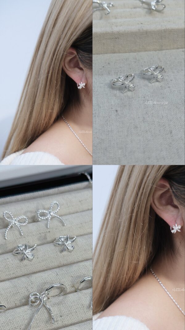 🎀Ribbon Collection - [925silver] Ribbon Hoop Earrings：圖片 4