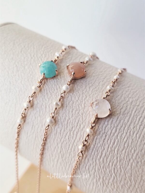 🧊[925silver] Natural Gemstone mini pearl Bracelet：圖片 6