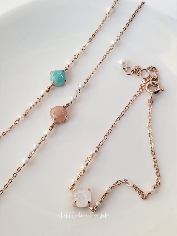 🧊[925silver] Natural Gemstone mini pearl Bracelet：圖片 4