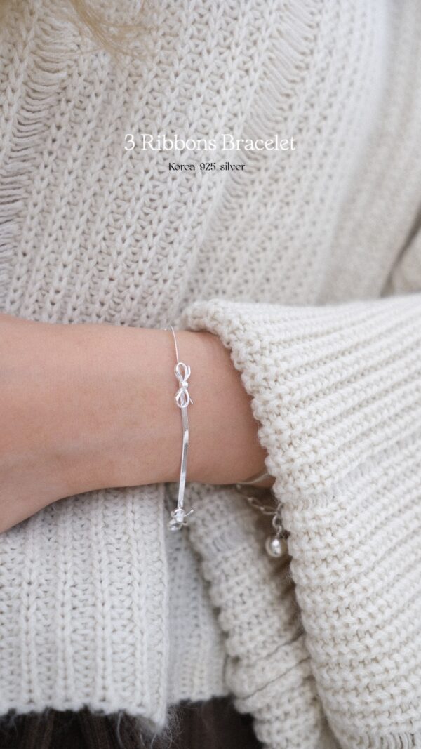 🎀Ribbon Collection - [925silver] 3 Ribbons Bracelet：圖片 2