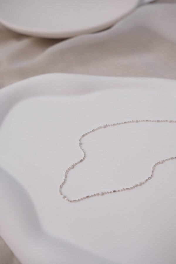 🐚Pearl Collection - [925silver] White mini ball chain Bracelet：圖片 5