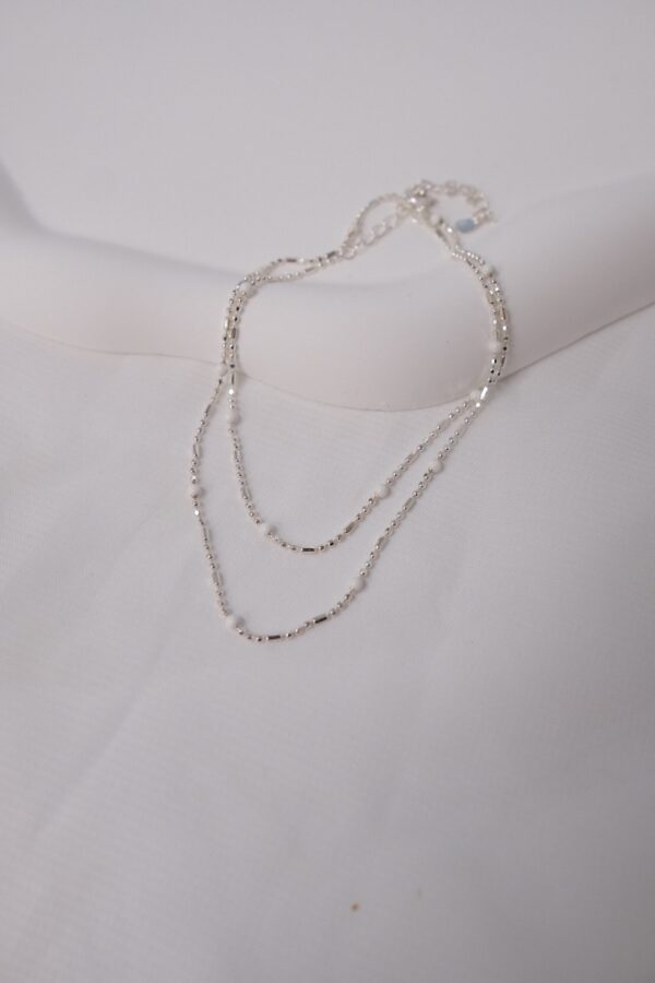 🐚Pearl Collection - [925silver] White mini ball chain Bracelet：圖片 4