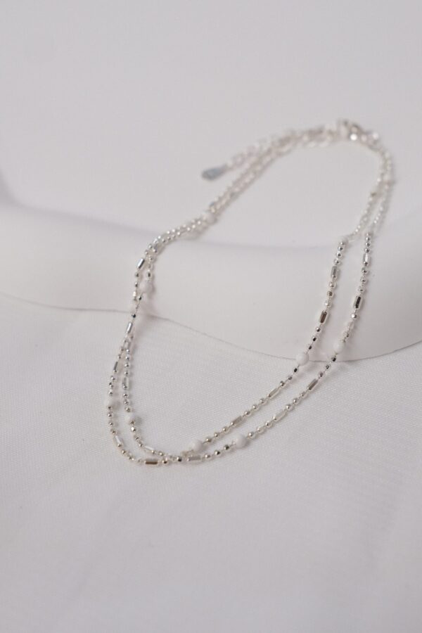 🐚Pearl Collection - [925silver] White mini ball chain Bracelet：圖片 3