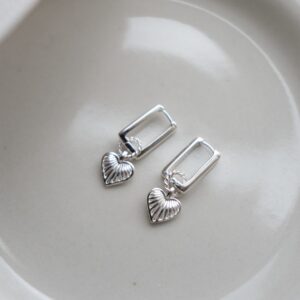 推介！𝐍𝐄𝐖❤️‍🔥[925silver] Shell Heart Hoop Earrings：圖片 2