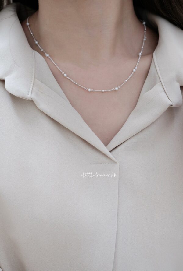 🐚Pearl Collection - [925silver] Kaira pearl chain Necklace - Image 5