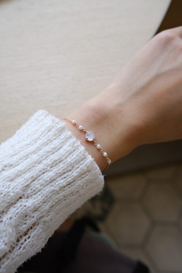 🧊[925silver] Natural Gemstone mini pearl Bracelet：圖片 2