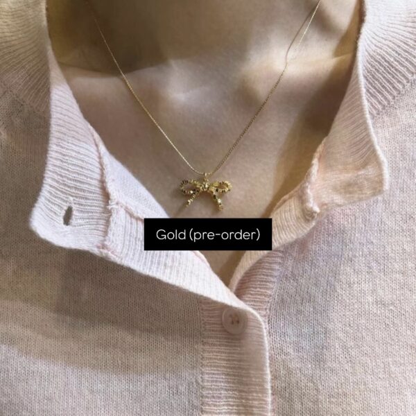 碎銀🪩 [925silver] Silver chip ribbon bows Necklace🎀：圖片 8