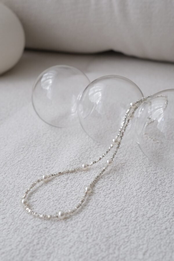 碎銀🪩珍珠 [925silver] Silver chip pearl chain Necklace 🫧 推薦!! 💯