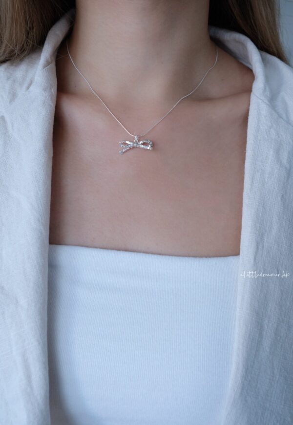 碎銀🪩 [925silver] Silver chip ribbon bows Necklace🎀：圖片 4