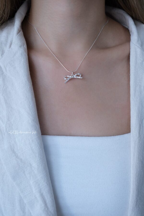 碎銀🪩 [925silver] Silver chip ribbon bows Necklace🎀：圖片 3