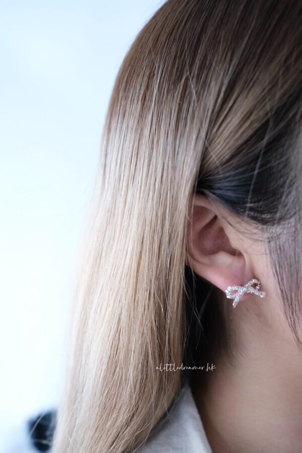 碎銀🪩 [925silver] Silver chip ribbon bow Earrings 🎀：圖片 6