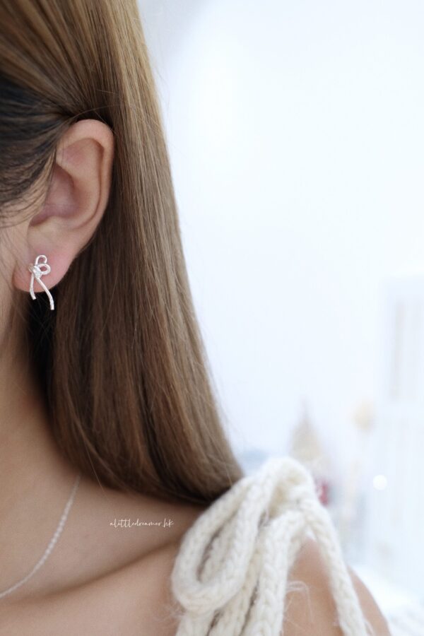 (୨୧) ✧ [925silver] Mini Half-Ribbon Earrings 🎀 (可改耳夾)：圖片 5