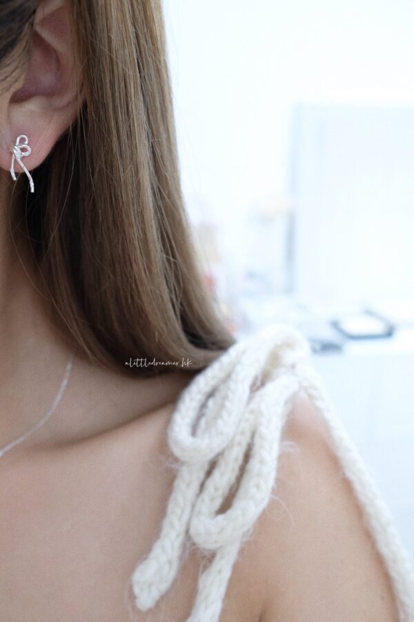 (୨୧) ✧ [925silver] Mini Half-Ribbon Earrings 🎀 (可改耳夾)：圖片 6