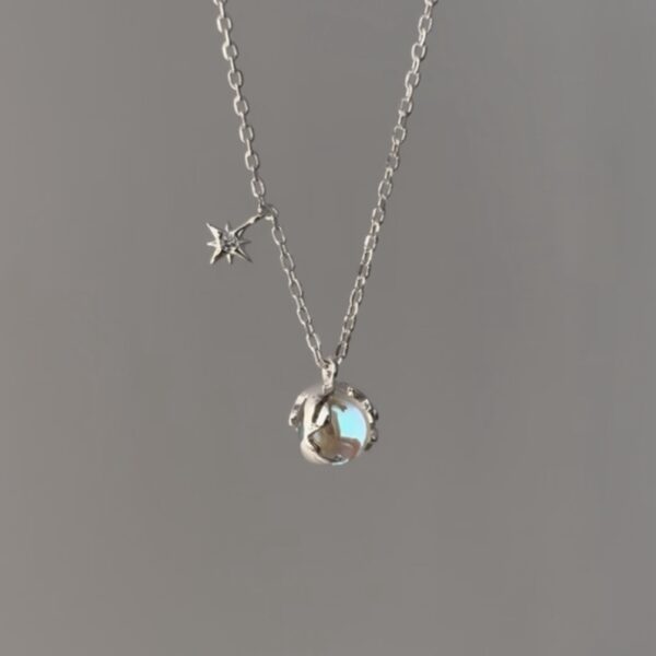 推介! [925silver] Rainbow stone cubic star Necklace蛋白石✨：圖片 2