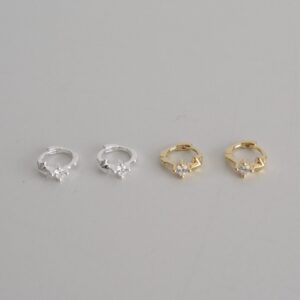 𝐧𝐞𝐰🖤 [925silver] mini cubic star hoop earrings