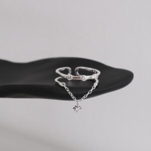 𝐧𝐞𝐰🖤 [925silver] crown cubic star ring