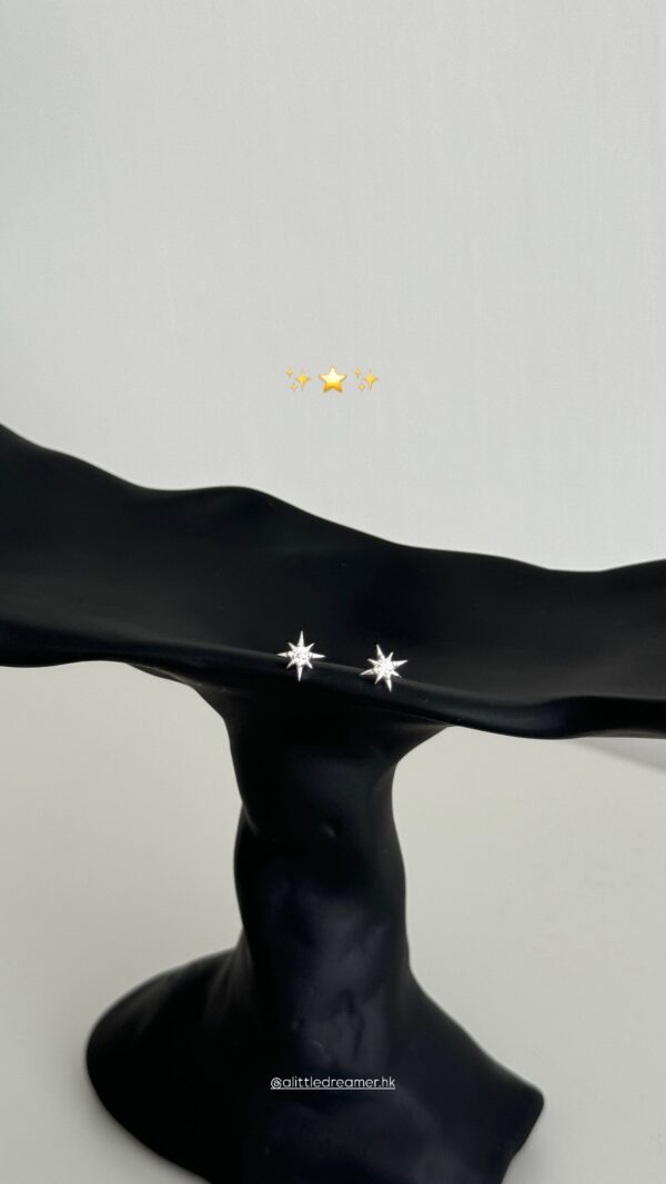𝐧𝐞𝐰🖤 [925silver] mini 8-point star earrings：圖片 2