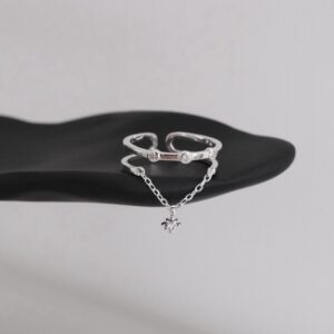 𝐧𝐞𝐰🖤 [925silver] crown cubic star ring