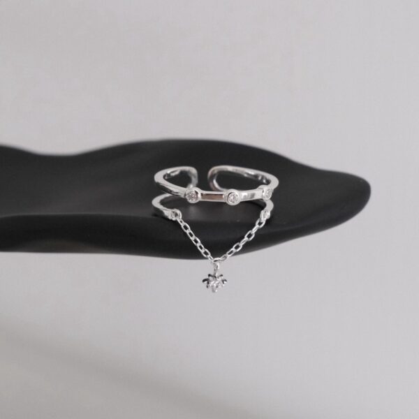 𝐧𝐞𝐰🖤 [925silver] crown cubic star ring